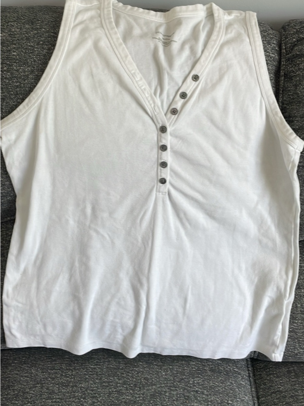 Denver Hayes White Henley Button Tank - Women's